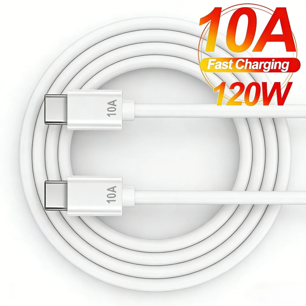 Type C to USB-C Cable 120W 10A Super Fast Charging For iPhone Samsung Xiaomi Universal Phone Dual PD Quick Charge 3.0 Data Cord Qme