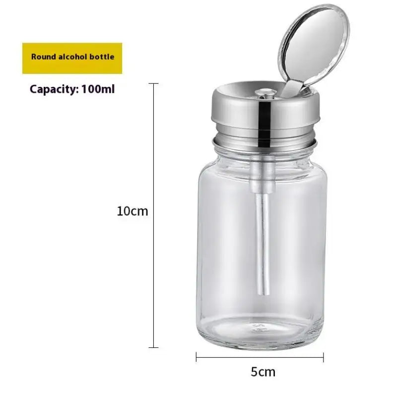 Refillable Glass Nail Storage Bottle Empty Pump Dispenser Polish Qme