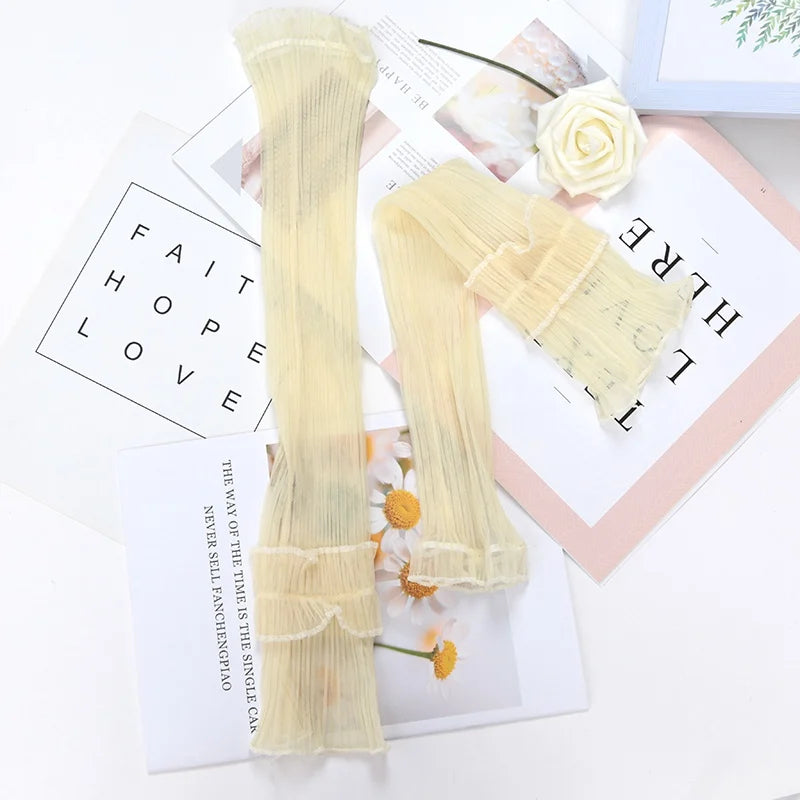 Women Summer Long Sun-protective Sleeve Sweet Fingerless Gloves Qme Beige one size