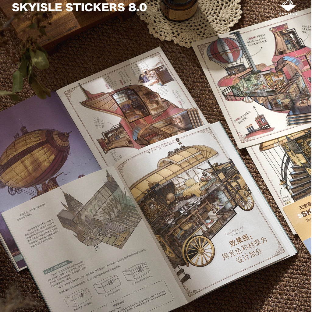 Large 3D architectural design manuscript landscape stickers DIY toy games scrapbook stickers decoration planners holiday gifts Qme
