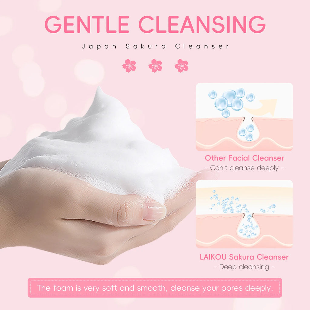 Sakura Facial Cleanser Deep Cleansing Pores Oil Control Moisturizing Brightening Face Wash Gentle For All Skin Types 50g Qme