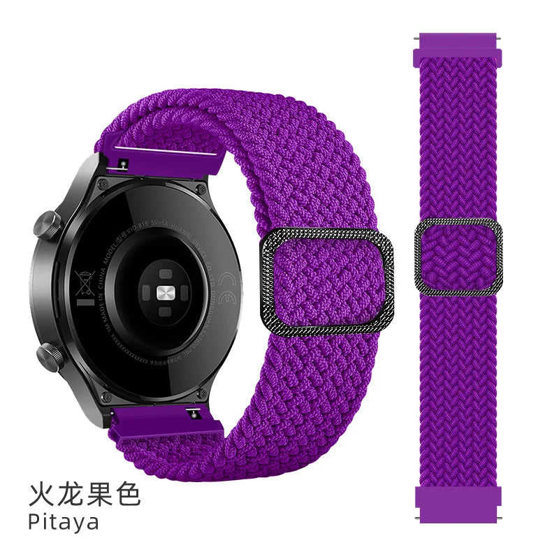 Elastic Nylon Braided Watch Band Adjustable Strap For Samsung Galaxy Watch 3 Huawei Watch 20MM 22MM 45MM 46MM Qme Pitaya 20mm