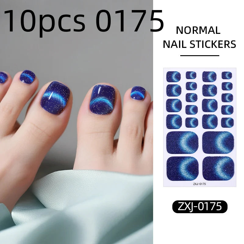 Cat Eye Style Nail Art Stickers Self adhesive Stickers For Toe Nails Full Cover Toenail Polish Stickers DIY Foot Decals Qme 10pcs 0175