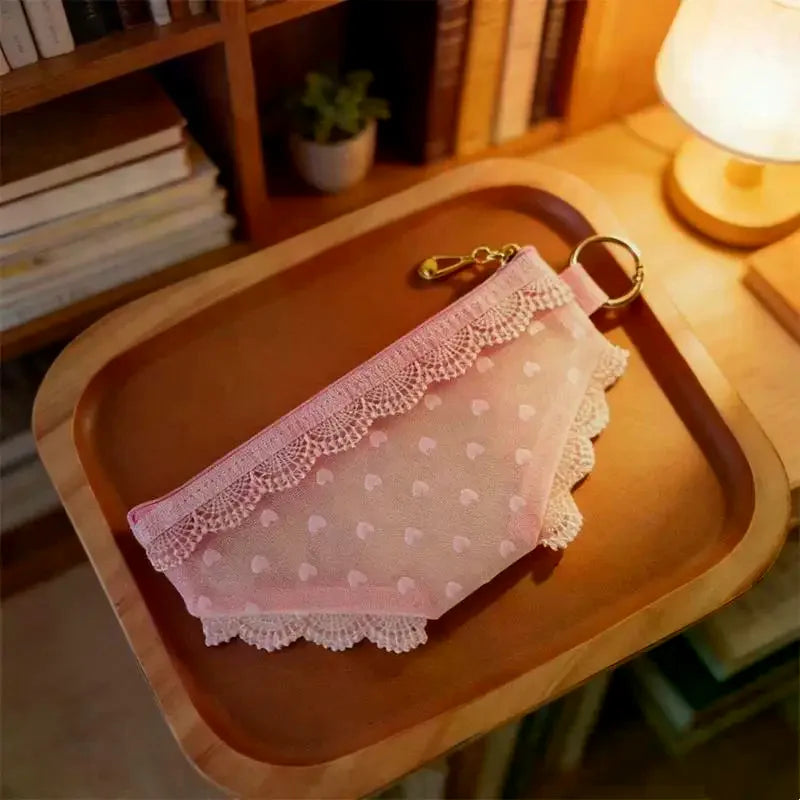 Lace Trim Mesh Cosmetic Bag Transparent Design And Portable Perfect For Travel Daily Use Storing Qme