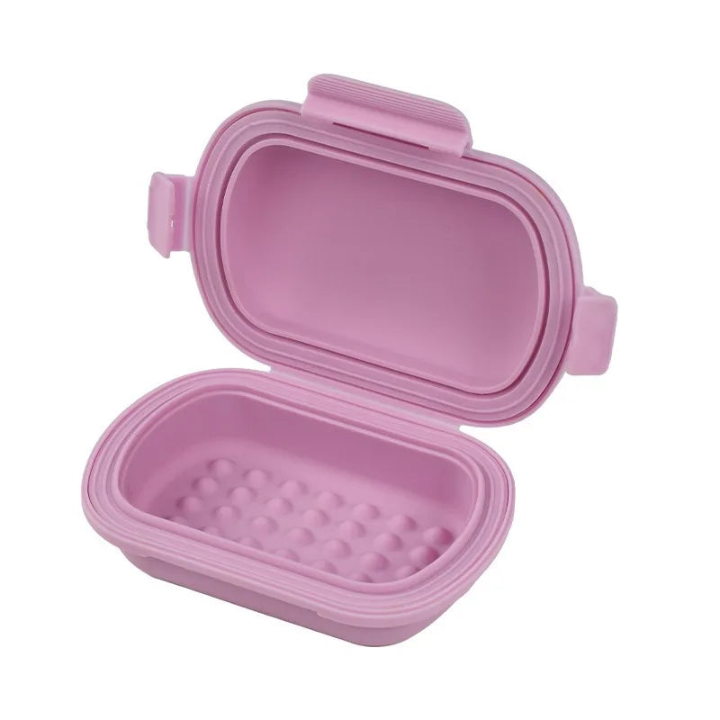 Travel Portable Flip Soap Dish Lid-leak Proof Bar Container Fold Flat Qme Purple
