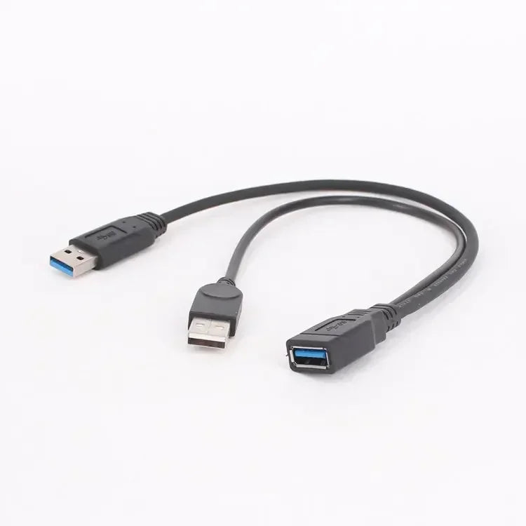 5pc Black USB 3.0 Female To Dual USB Male with Extra Power Data Y Extension Cable for 2.5"Mobile Hard Disk PC Hardware Cables Qme USB 3.0 1F to 2M