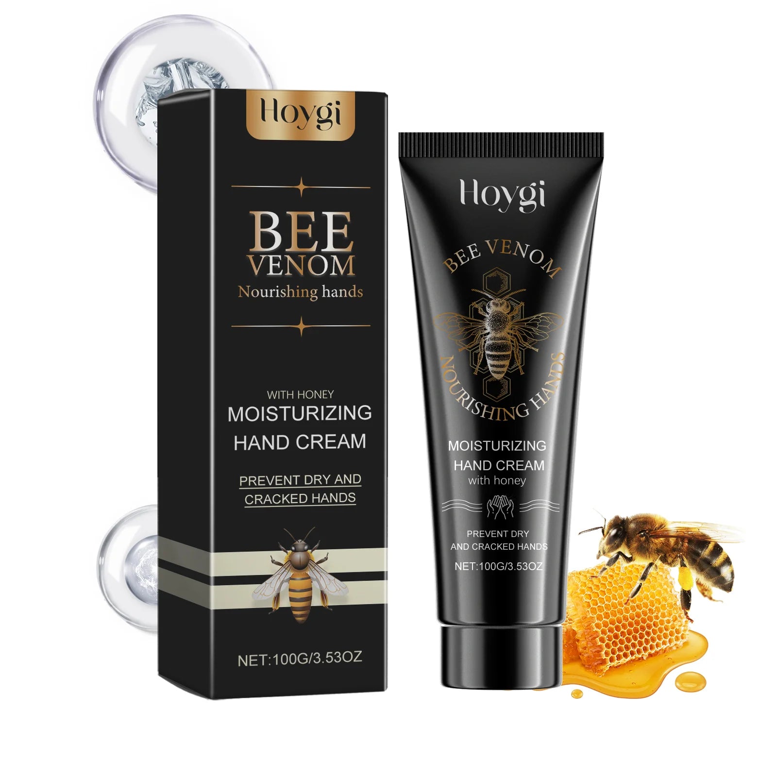 Bee Venom Hand Cream Moisturizing Anti Crack Fast Absorption Non Greasy Nourishing for Dry Cracked Skin Improve Skin Texture Qme 100g Boxed