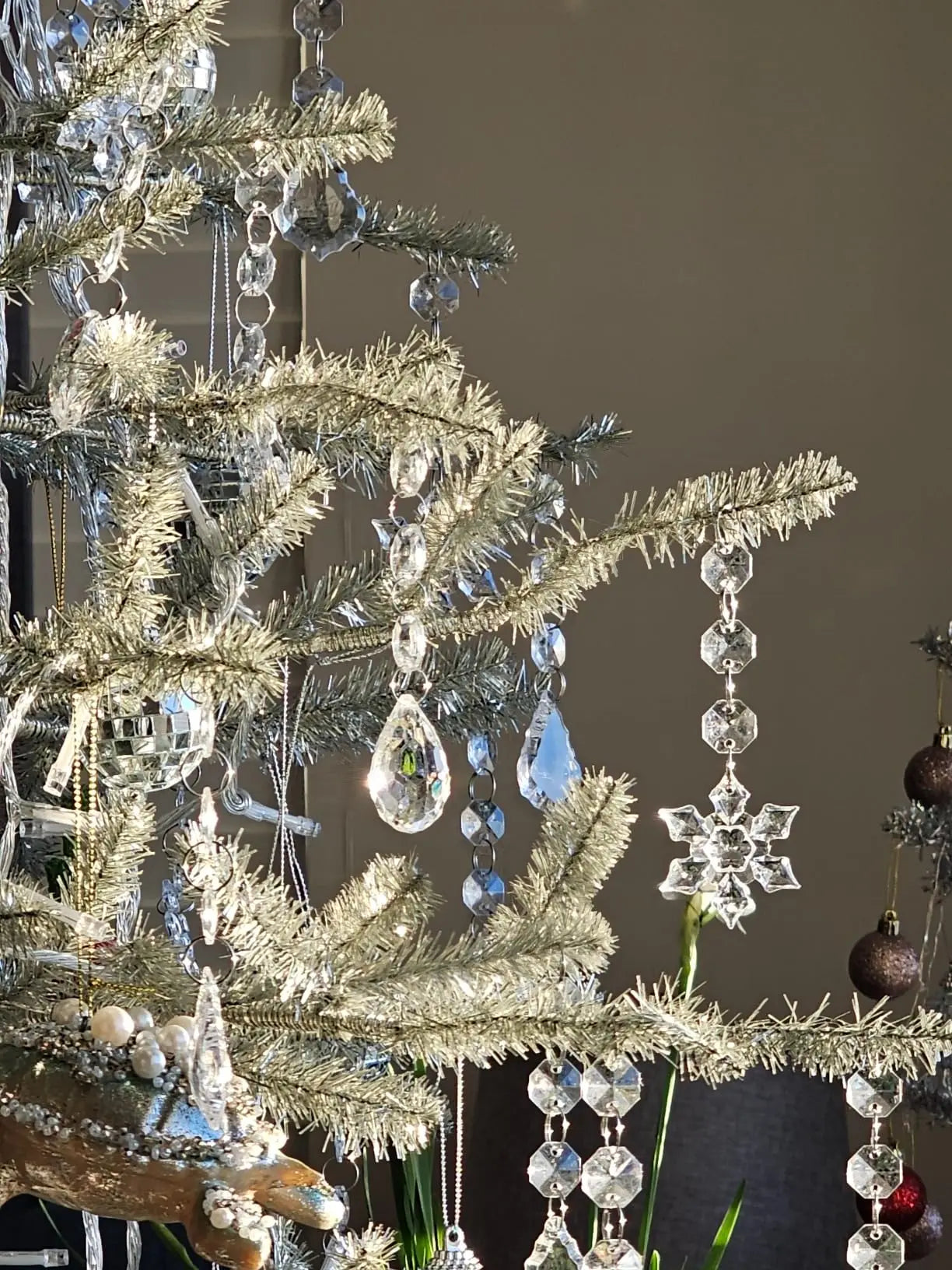 10/20/30PCS Snowflake Crystal Christmas Ornaments for Christmas Tree Decorations, Hanging Clear Acrylic Snowflake Ornaments Qme