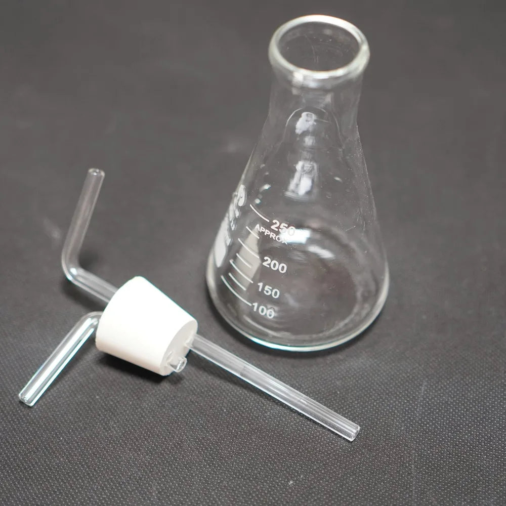 100-500mL Lab Gas Washing Bottle Triangular Conical Gas Collecting Bottle Vacuum Wash Bottle Glass Graduated Lab Buffer Bottle Qme
