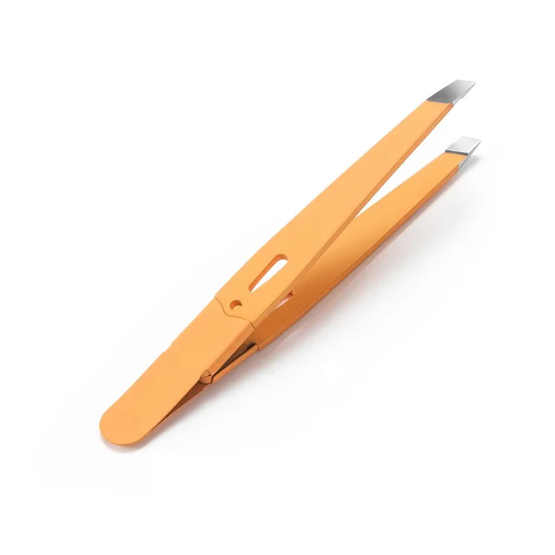 Eyebrow Tweezer Colorful Hair Beauty Fine Hairs Puller Stainless Qme Orange