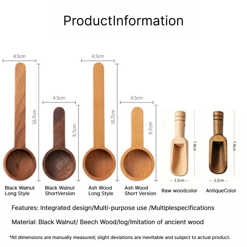 A Black Walnut Wood Coffee Measuring Spoon, Solid Wood Weight Scoop for Coffee Powder Milk Powder Precise Gram Scale Spoon Qme