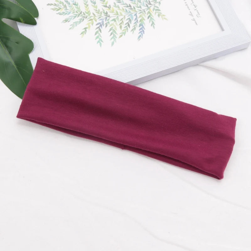 Elastic Cotton Hairband Fashion Headbands Women Men Solid Running Qme MAROON