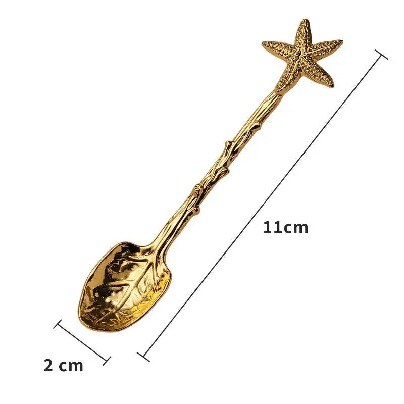 Retro Metal Coffee Spoon Dragonfly Branches Leaves Shape Ice Cream Qme B