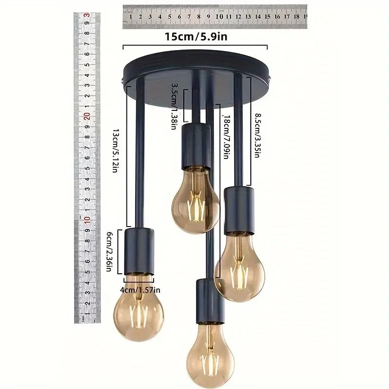1Pc modern minimalist E27 bulb base ceiling light, bedroom, kitchen, hallway, balcony lighting fixture (without bulb) Qme Black