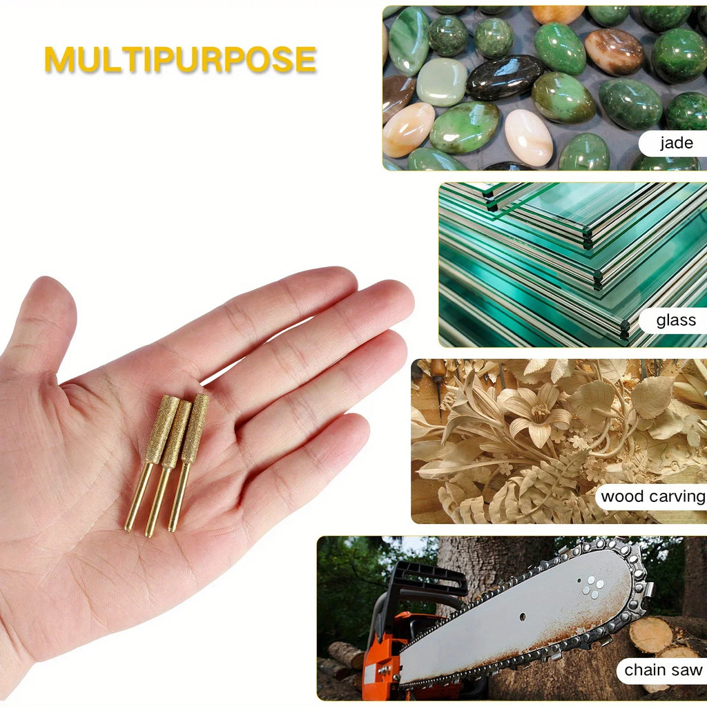 Chain saw sharpener electroplated burr stone file, durable chain saw grinding head kit, used for chain saw polishing Qme