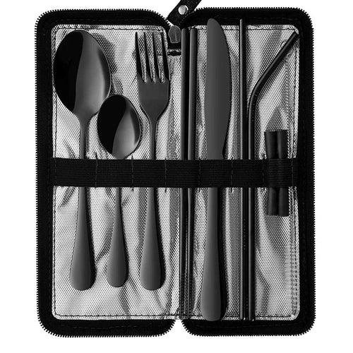 Portable Utensils Travel Camping Cutlery Stainless Steel Tableware Qme