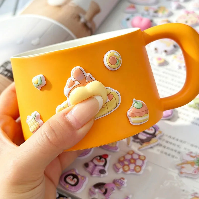 Cute Peach Squishy Foam Stickers, 3D Irregular Animal Puffy Decals for DIY Water Cup & Phone Case Decoration Qme