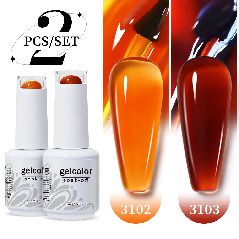 Arte Clavo Jelly Nail Gel Polish Supplies Purple Pink Red Blue Green