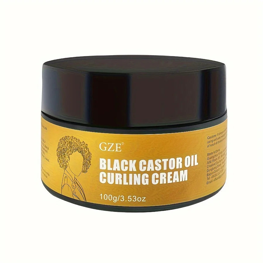 GZE Black Castor Oil Curl Defining Cream Non-stick Hydrates & eliminates frizz, Hair-Smoothing Anti-Frizz Cream to Define Qme GZE142