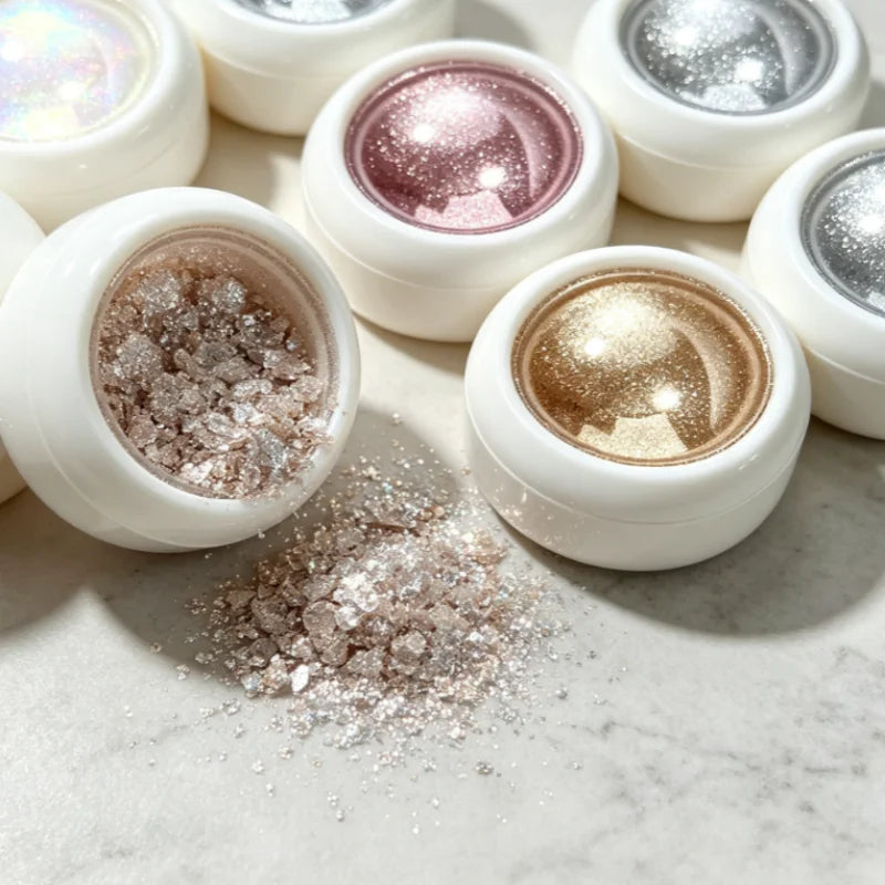6 Box Moonlight Mirror Nail Powder Silver Fine Glitter Metallic Effect Pigment Gel Polish Chrome Holographic Nail Powder Qme