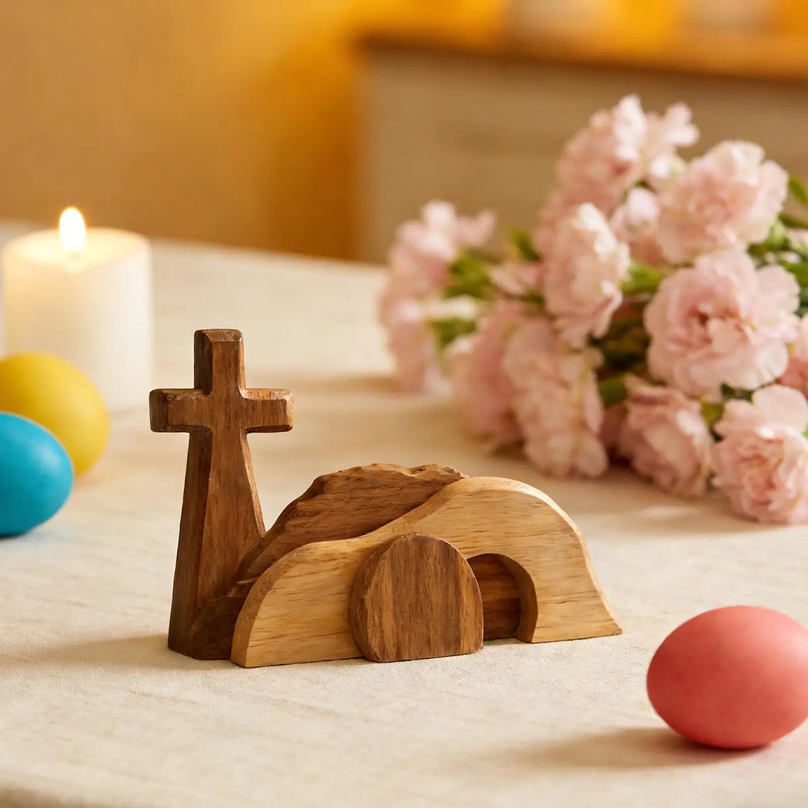 2026 Empty Tomb Decor Wooden Tabletop Ornaments Easter Tomb Display For Home Church Mantle Shelf Desk Family Holiday Spring Qme
