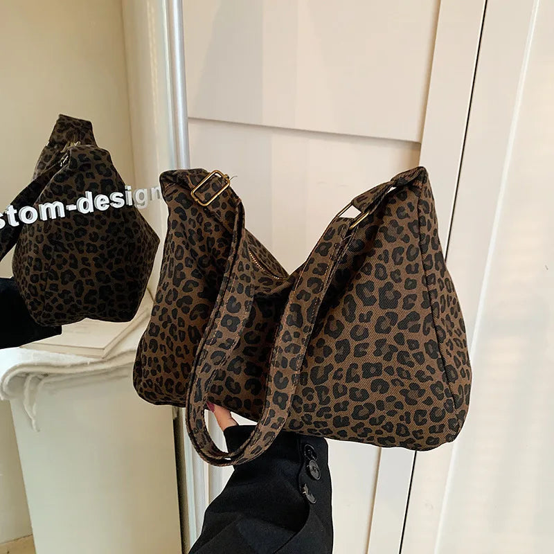 Leopard Print Large-capacity Bag Women Trendy Fashion Portable Qme