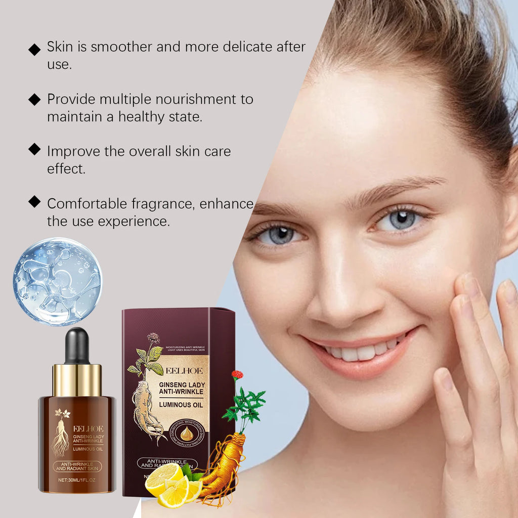 Ginseng Extract Facial Essential Oil Firming Fade Fine Lines Moisturizing Skin Rejuvenation Non-Greasy Nourishing Face Essence Qme