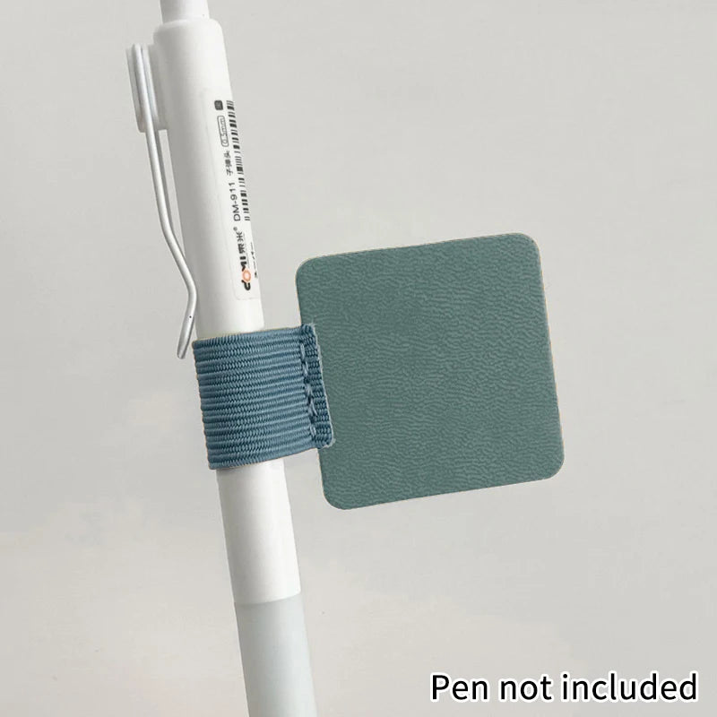 Pen Loops Pencil Holders Self-adhesive PU Leather Pad Stylus Books Qme Light blue
