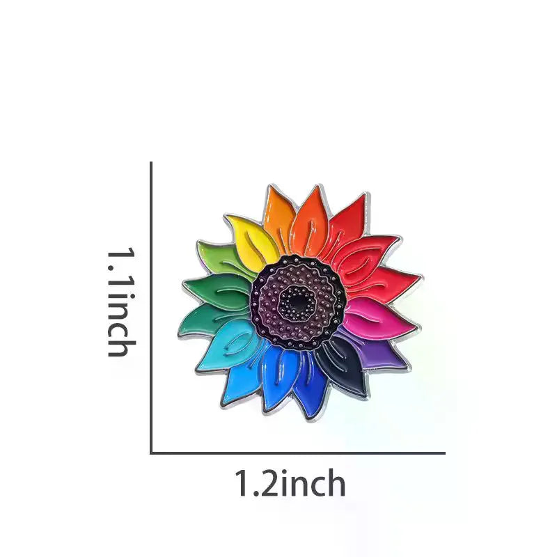 Rainbow Sunflower Enamel Pin Collar Lapel Badge Backpack Clothing Accessories Fashion Jewelry Gift For Party Daily Wear Qme