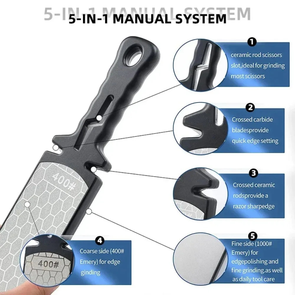 5 In1 Knife Sharpener Diamond Bars 400 1000 Multi-tool Kitchen Knives Qme