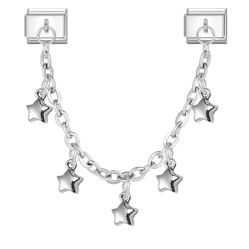 Wholeasle Preety Colored Zircon Tassel Chain Series Italian Charm
