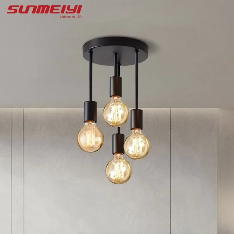 E27 Bulb Modern LED Ceiling Light Black - Energy Saving, Living Room, Bedroom, Kitchen, Easy Installation, Bulb Qme