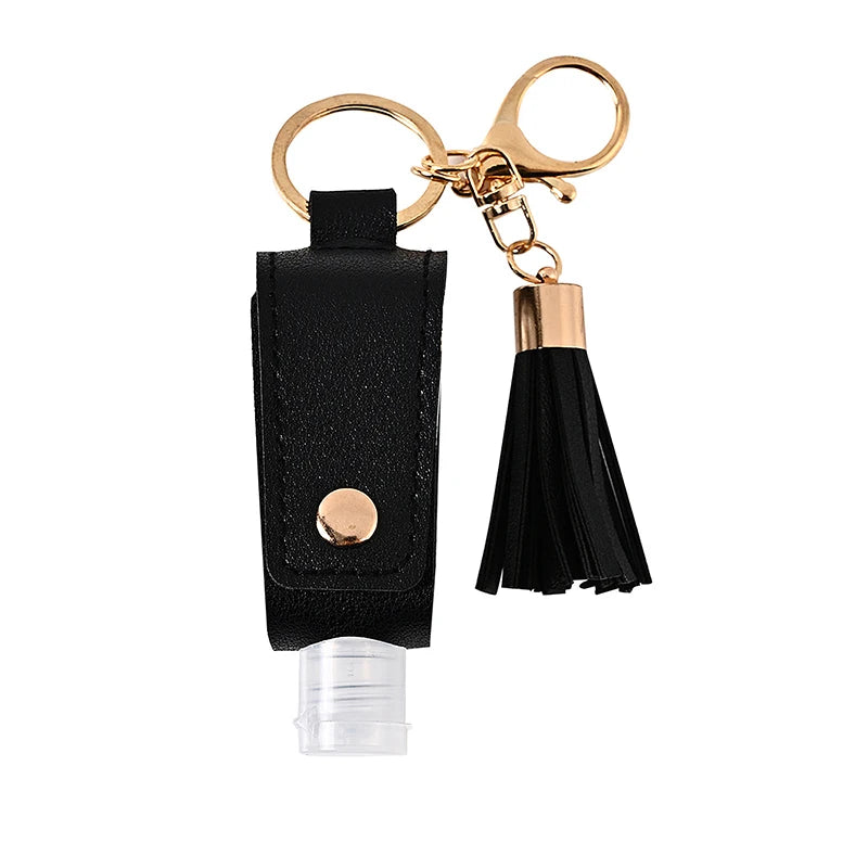 Travel Mini Hand Sanitizers Case Portable Empty Bottle Keychain Qme Black