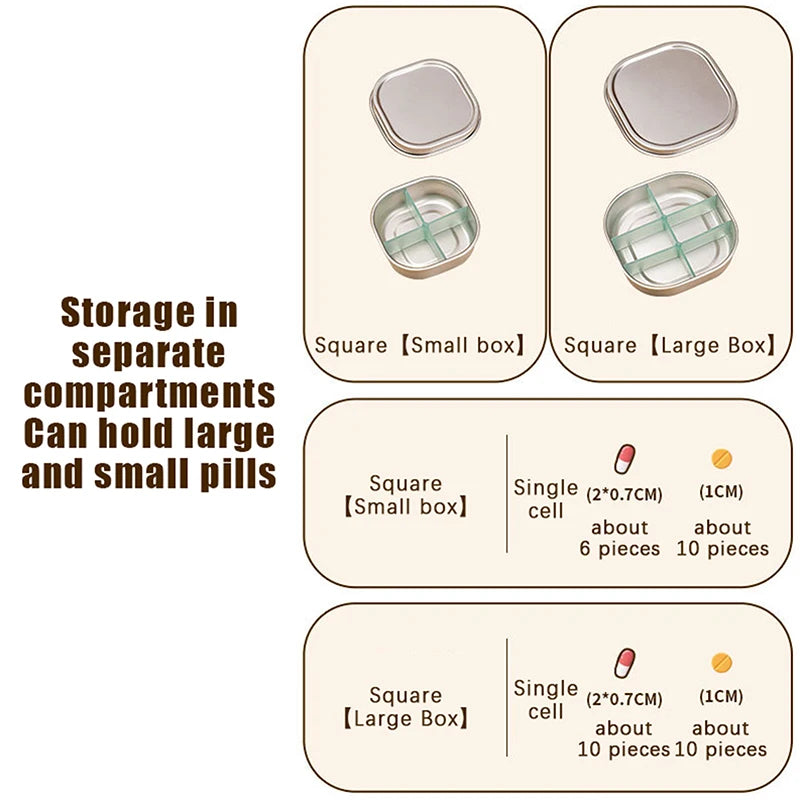 4 6-Grid Pill Organizer Sealed Travel Medicine Box Tablet Storage Qme