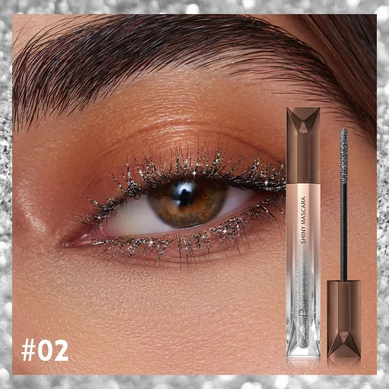 Eyelash Eyebrow Glitter Mascara Brush Lengthing Eye Lash Colored Blue Pink Gold Mascara Eyelashes Curling Extension Makeup Qme 02