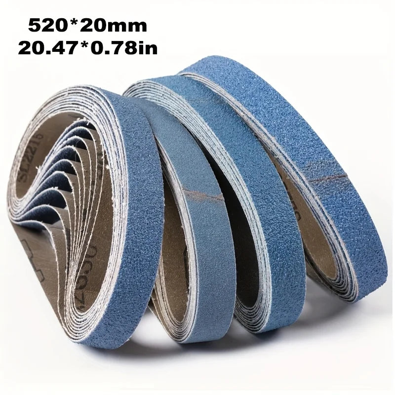 10/20 piece sanded belt, 20 x 520 mm, 40/60/80/120 grains, zirconia corundum for wood, metal, stainless steel, automotive and fu Qme