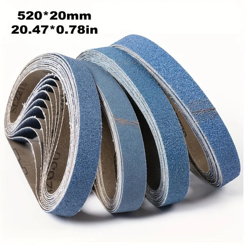 10/20 piece sanded belt, 20 x 520 mm, 40/60/80/120 grains, zirconia corundum for wood, metal, stainless steel, automotive and fu Qme