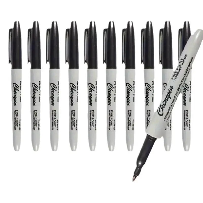 Black Permanent Marker Pens Fine Tip Waterproof Quick Drying Qme