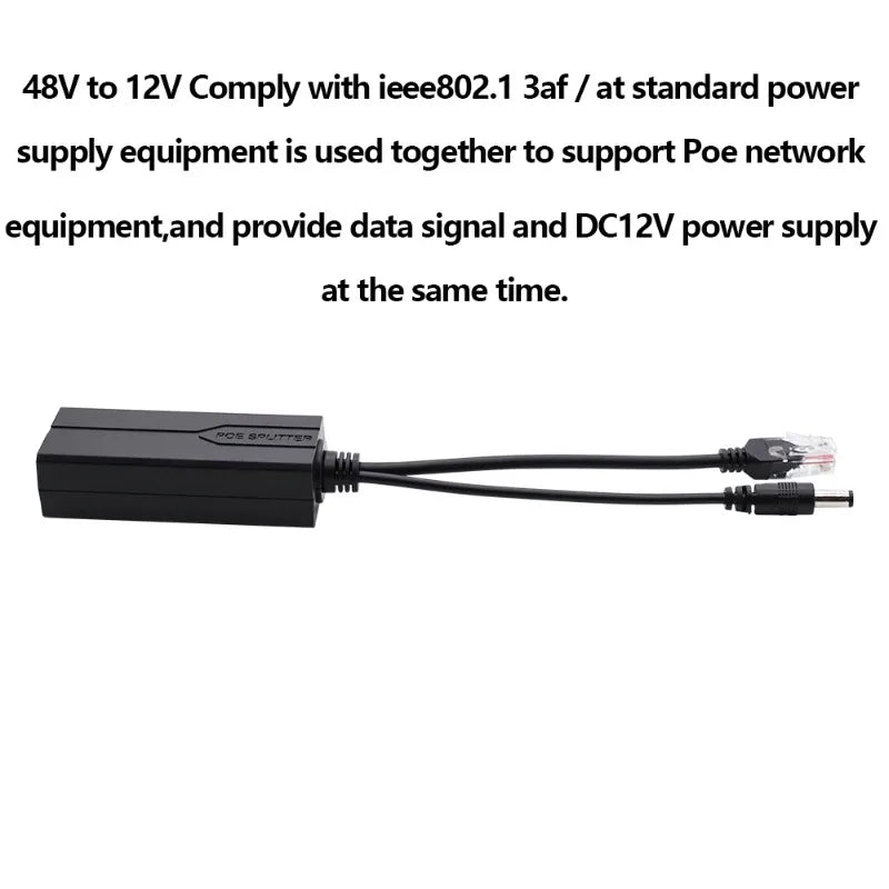 2PCS Poe Splitter 48V to 12V Network Camera Intelligent Power Supply Module Cable for IP Cameras Qme
