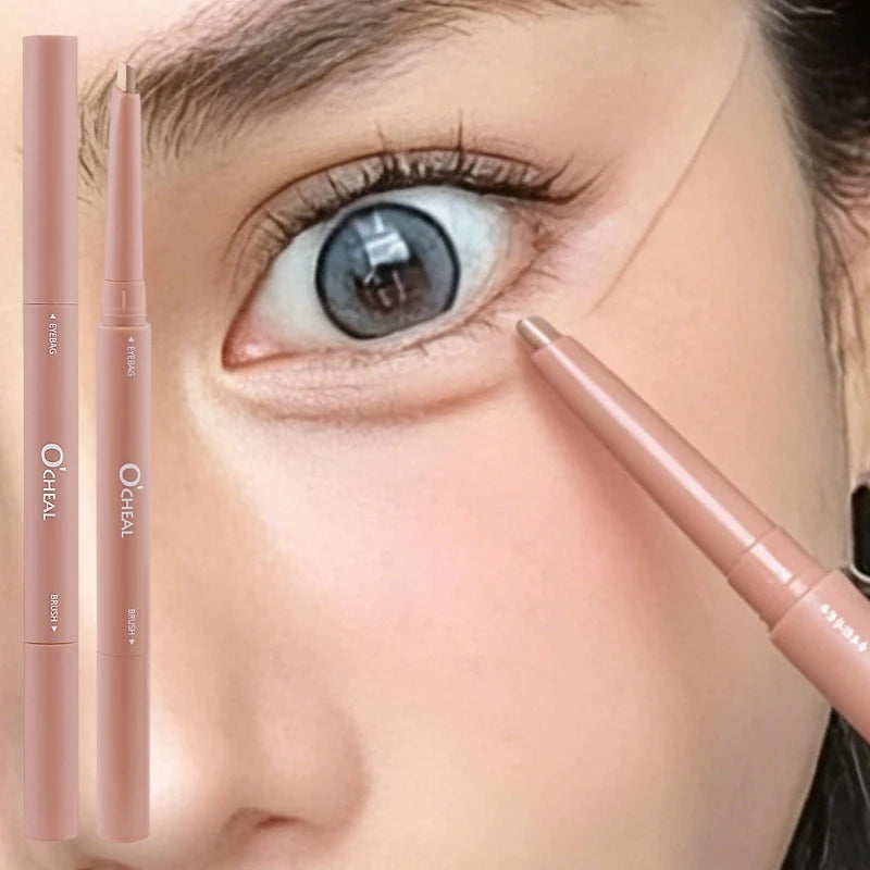 Double-ended Lying Silkworm Pen Natural Matte Shimmer Highlighter Qme