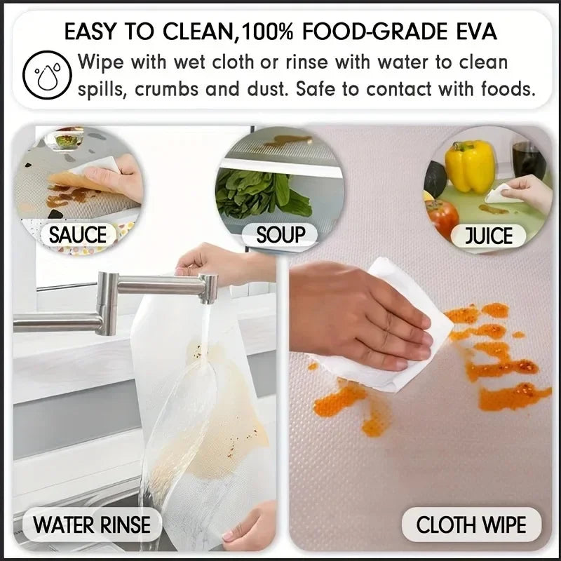 4PCS EVA Waterproof Refrigerator Liner Mat Washable Mildew Kitchen Pad Anti-oil Cabinet Drawer Placemat Heat-insulat Fridge Mat Qme