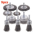 9pcs/3pcs Wire Brush Wheel Cup Brush Set Black Silk 6.35mm Hexagonal Rod Brush for Grinder Abrasive Tool Rust Removal Polishing Qme 9pcs