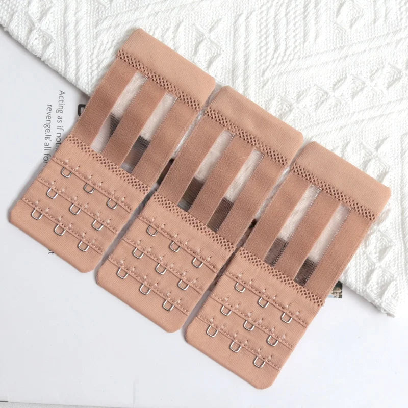 3 Rows Hook Extension Straps Comfortable Adjustable Bra Band Women Qme Beige