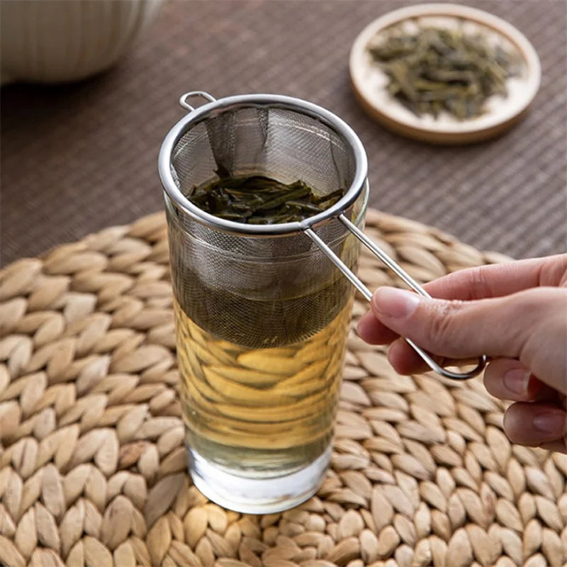 Tea Infuser With Handle Fine Mesh Reusable Tea Leaf Strainer Coffee Flour Filter Handheld Sieve For Teapot Kitchen Accessories. Qme