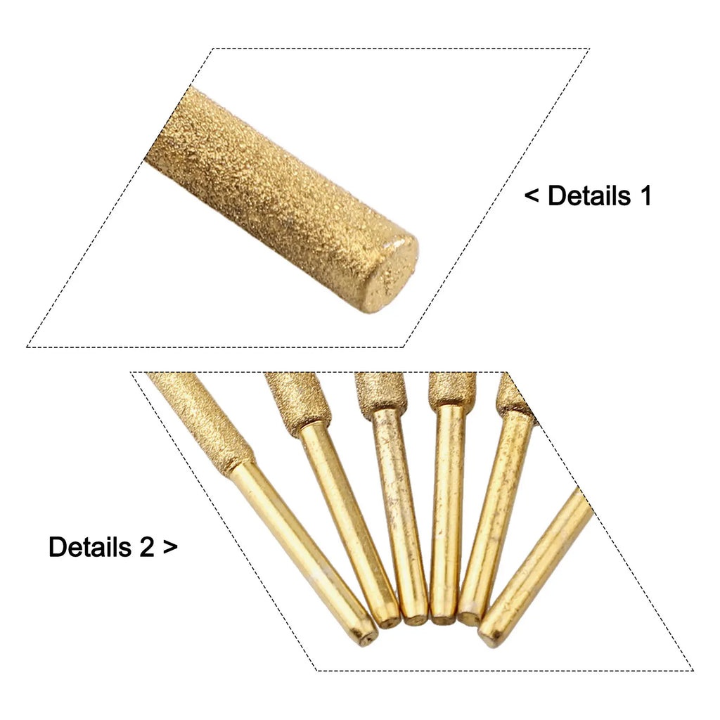 6pcs Set 4.0mm, 4.8mm, 5.5mm Coated Cylindrical Burr Chainsaw Ener Grinder Chain Saw Grinding Whetstone Chainsaw Sharpener Stone Qme