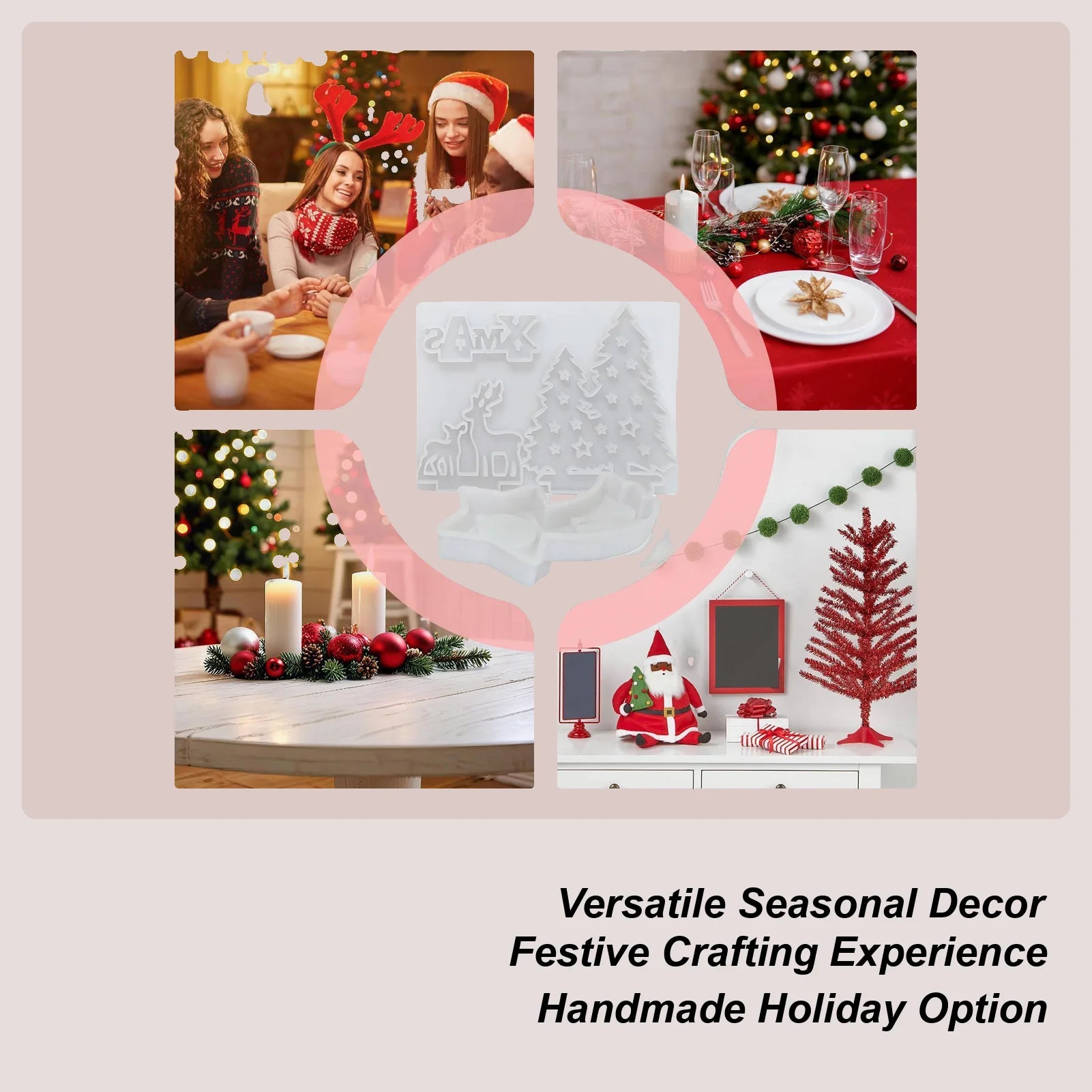 Christmas Silicone Molds Easy Release Flexible Casting Moulds Christmas Tea Light Candle Holder Silicone Molds For Wax Plaster Qme