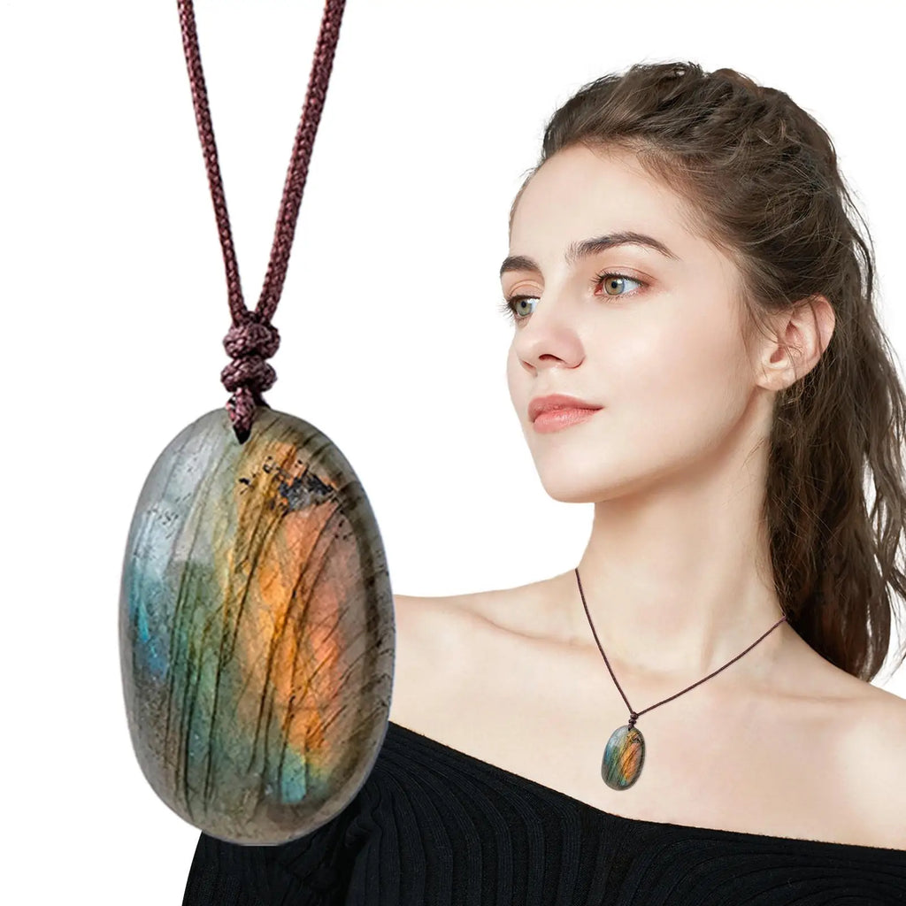 1pcs Labradorite Pendant Labradorite Jewelry Valentine's Day Birthday Christmas Labradorite Pendant Energy Jewelry for Adult Qme