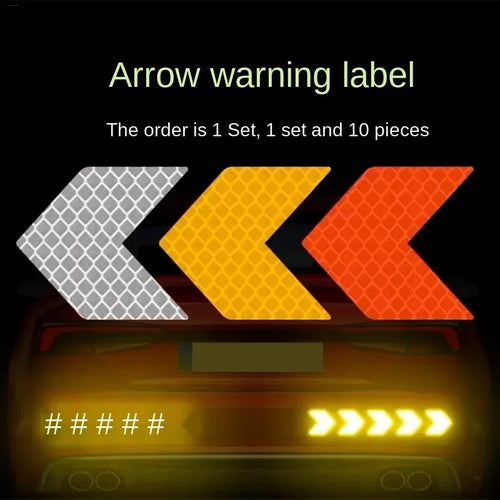 10pcsCar Electric Motorcycle Body Decoration Modified Arrow Reflective Stickers Diamond Warning Stickers Qme
