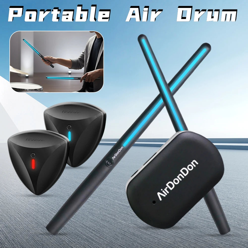 Portable Air Drum Set Air Electronic Drum Sticks Realistic Effect Air Drum Adapter Electronic Drum Set for Kids Adults Qme