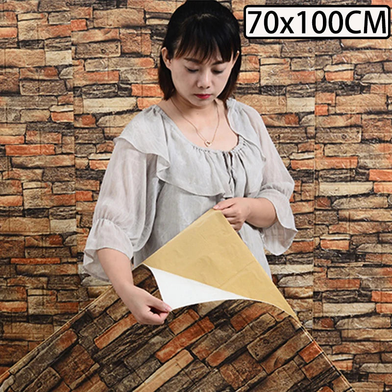 70X100CM Size Self Adhesive Wallpaper for Wall Background Decor Bedroom Living Room DIY 3D Faux Brick Decorative Wall Stickers Qme
